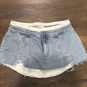 Denim Frayed Hem Women Skorts
